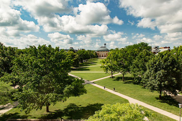 View of Main Quad from Illini Union hotel room window